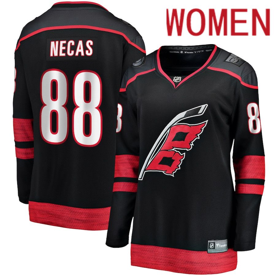 Women Carolina Hurricanes 88 Martin Necas Fanatics Branded Black Home Breakaway Player NHL Jersey
